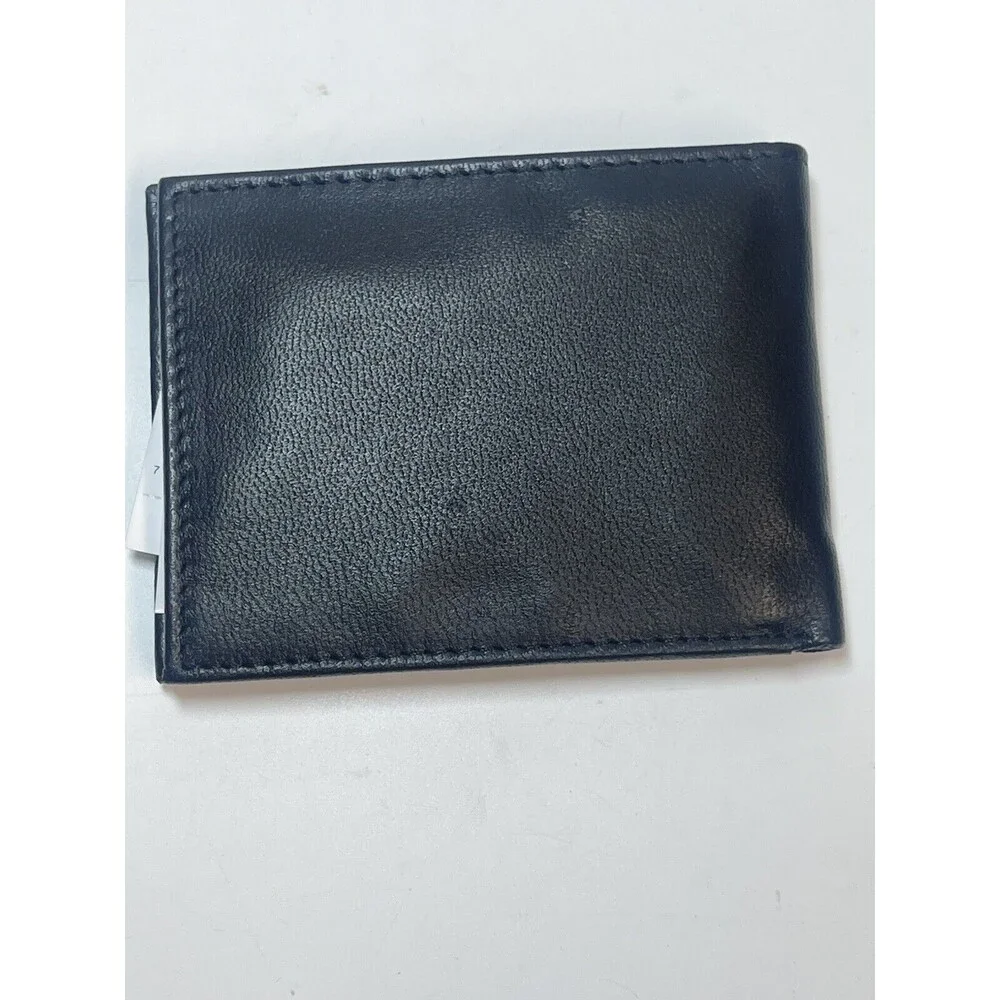 True Religion Black Leather Trifold Wallet New